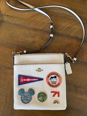 Disney X Coach Kitt Messenger Crossbody With Patches in Chalk